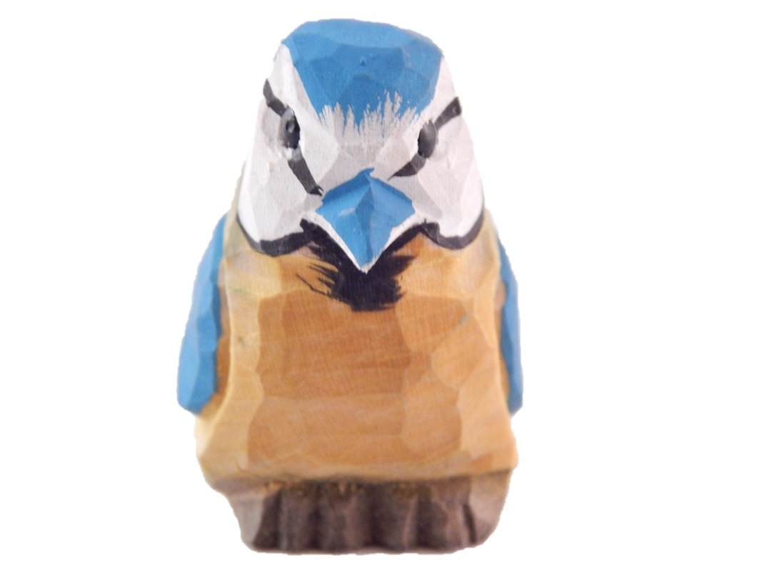 Courpi Blue Jay Ornament – Hand-Carved Wooden Hanging Bird Figurine, Holiday Decoration, Miniature Wildlife Art, Rustic Handmade Nature-Inspired Gift