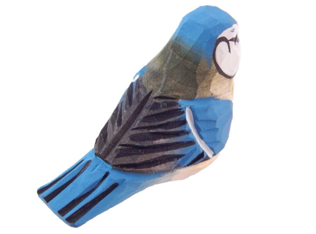 Courpi Blue Jay Ornament – Hand-Carved Wooden Hanging Bird Figurine, Holiday Decoration, Miniature Wildlife Art, Rustic Handmade Nature-Inspired Gift