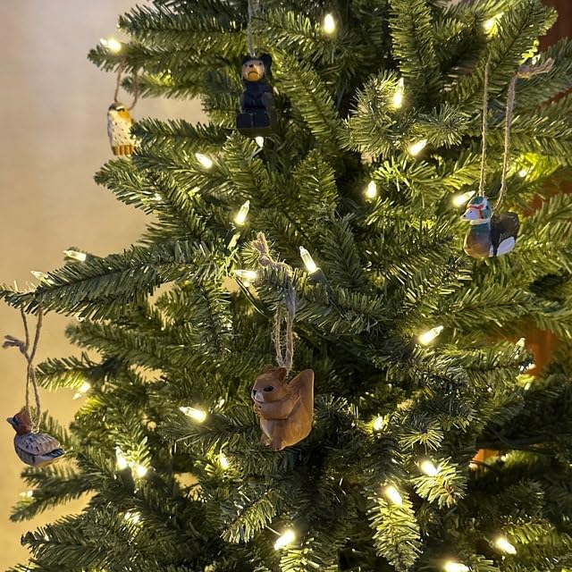 Courpi Blue Jay Ornament – Hand-Carved Wooden Hanging Bird Figurine, Holiday Decoration, Miniature Wildlife Art, Rustic Handmade Nature-Inspired Gift
