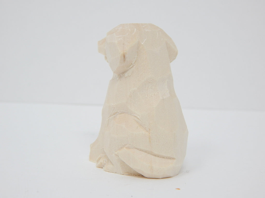 Dog Puppy - Small Unfinished DIY Wood Figurine - House Pet, Blank Craft, Hand Carved, Decoration, Miniature Animals
