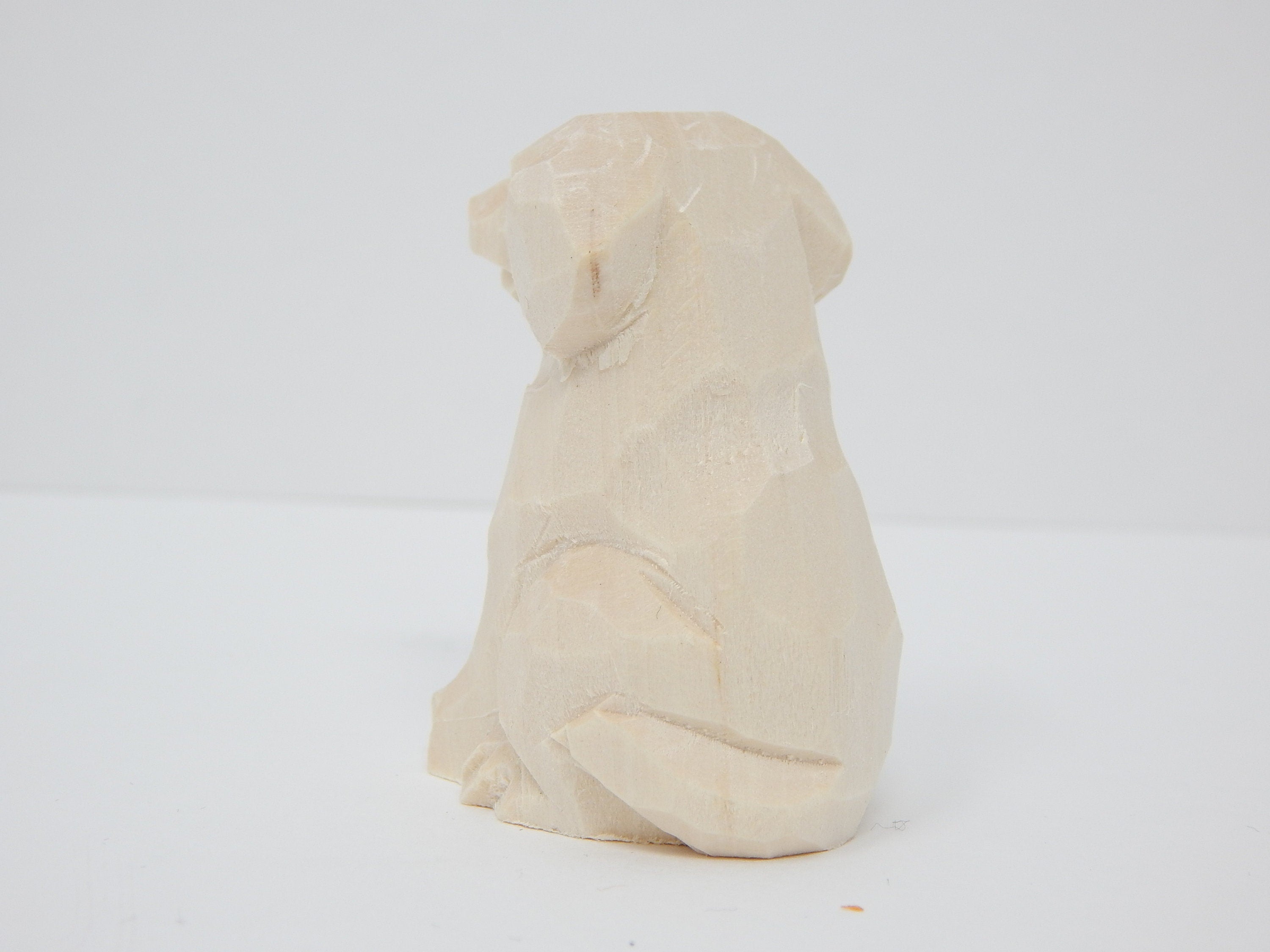 Dog Puppy - Small Unfinished DIY Wood Figurine - House Pet, Blank Craft, Hand Carved, Decoration, Miniature Animals