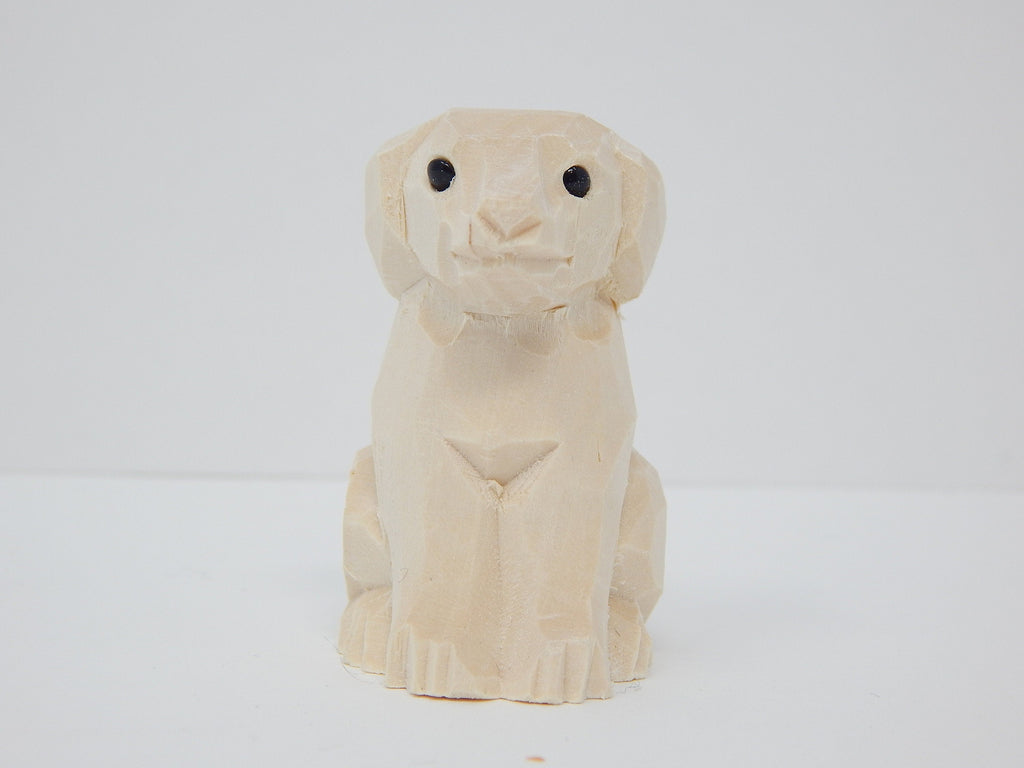 Dog Puppy - Small Unfinished DIY Wood Figurine - House Pet, Blank Craft, Hand Carved, Decoration, Miniature Animals