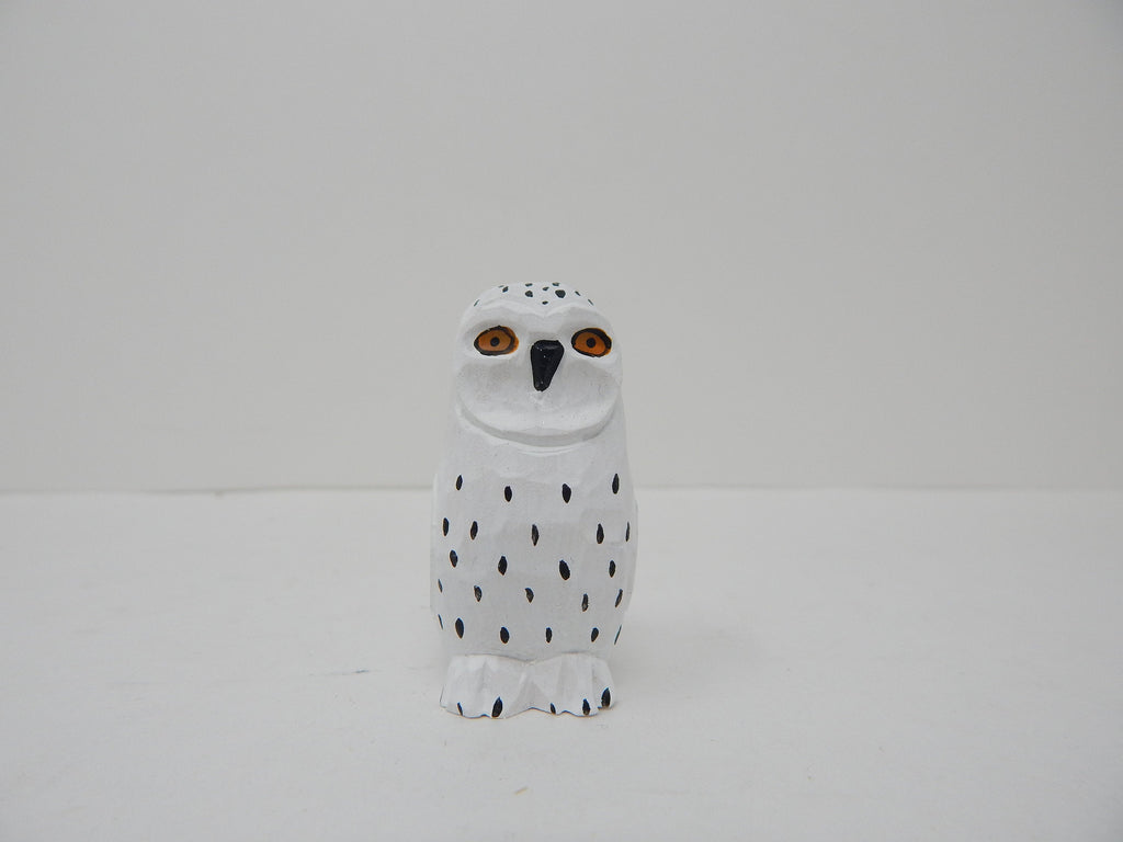 Snow Owl White Birds Cake Topper Bride & Groom Wedding Engagement Anniversary Carved Wood Statue