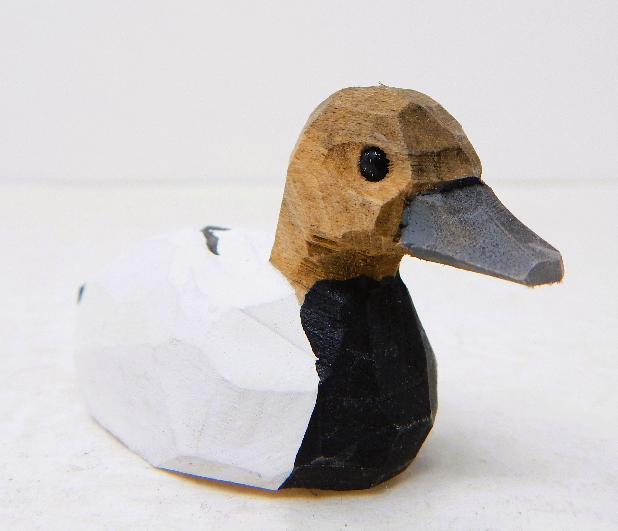 Hand-Carved Wooden Canvasback Duck Ornament – Mini Bird Decor