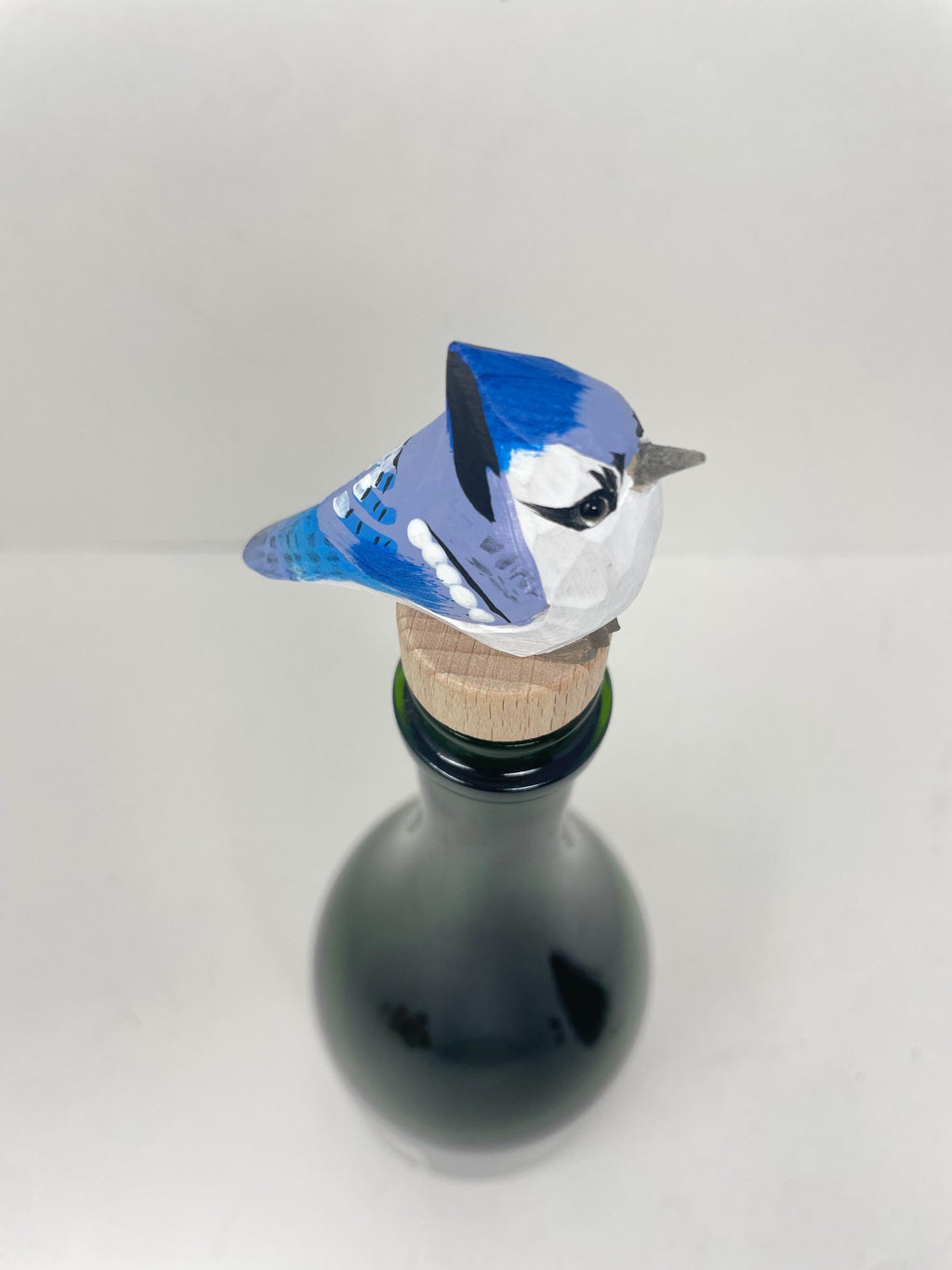 Handmade Blue Jay Bird Wine Stopper – Rustic Reusable Bottle Plug