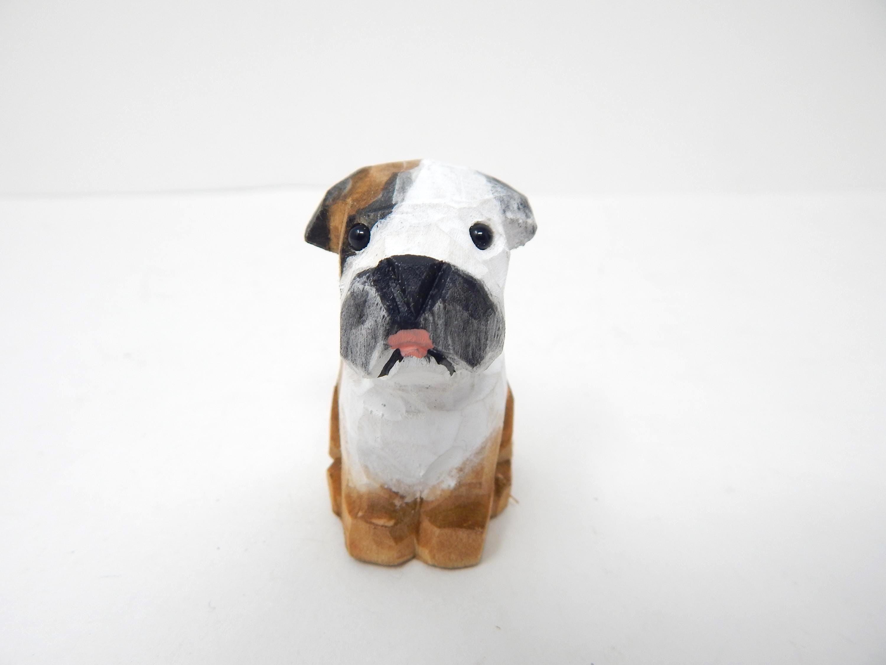 Hand-Carved Wooden Bulldog Wine Stopper – Rustic Bottle Plug
